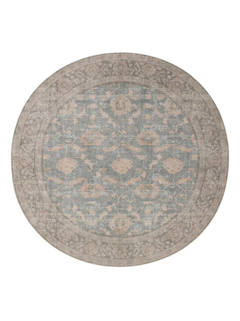 Tapis oriental rond bleu 240 cm de diamètre