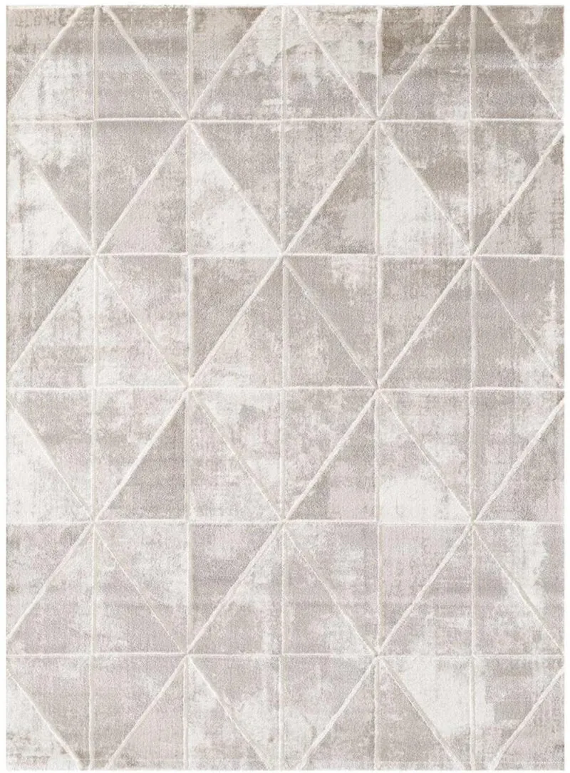 Tapis de Salon Blanc crème graphique VOLITRO