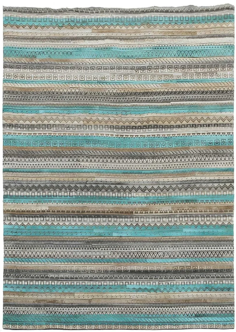 Tapis Ethnique en cuir Turquoise ZAIRA