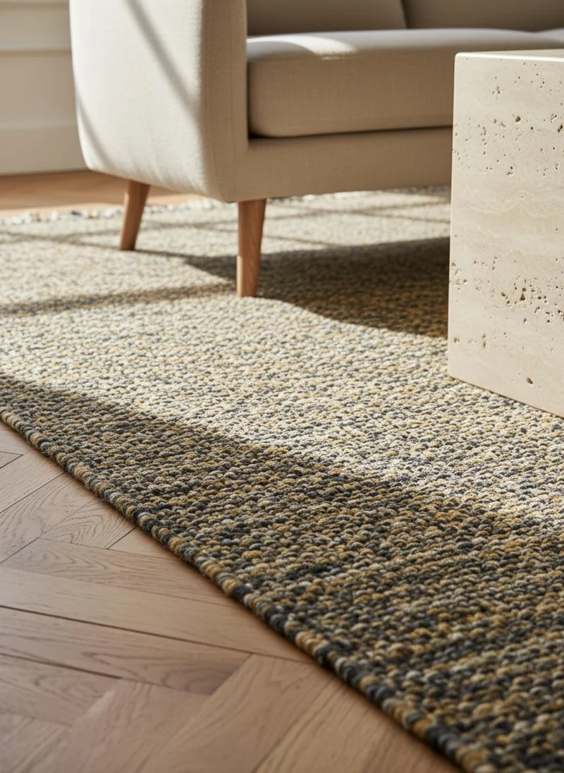 Tapis contemporain chiné à franges jaune et noir 200x300 cm