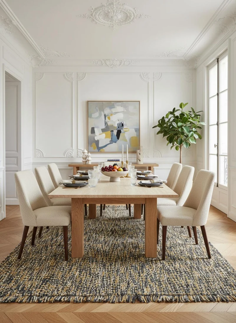Tapis contemporain chiné à franges jaune et noir 200x300 cm