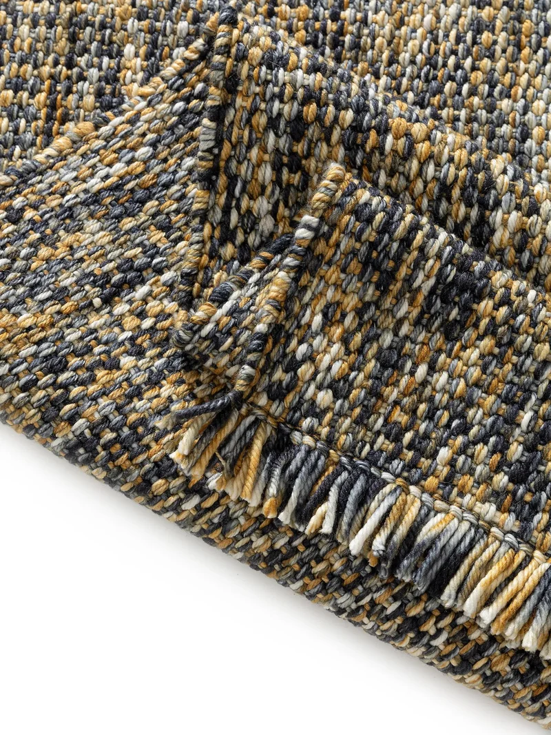 Tapis contemporain chiné à franges jaune et noir 200x300 cm