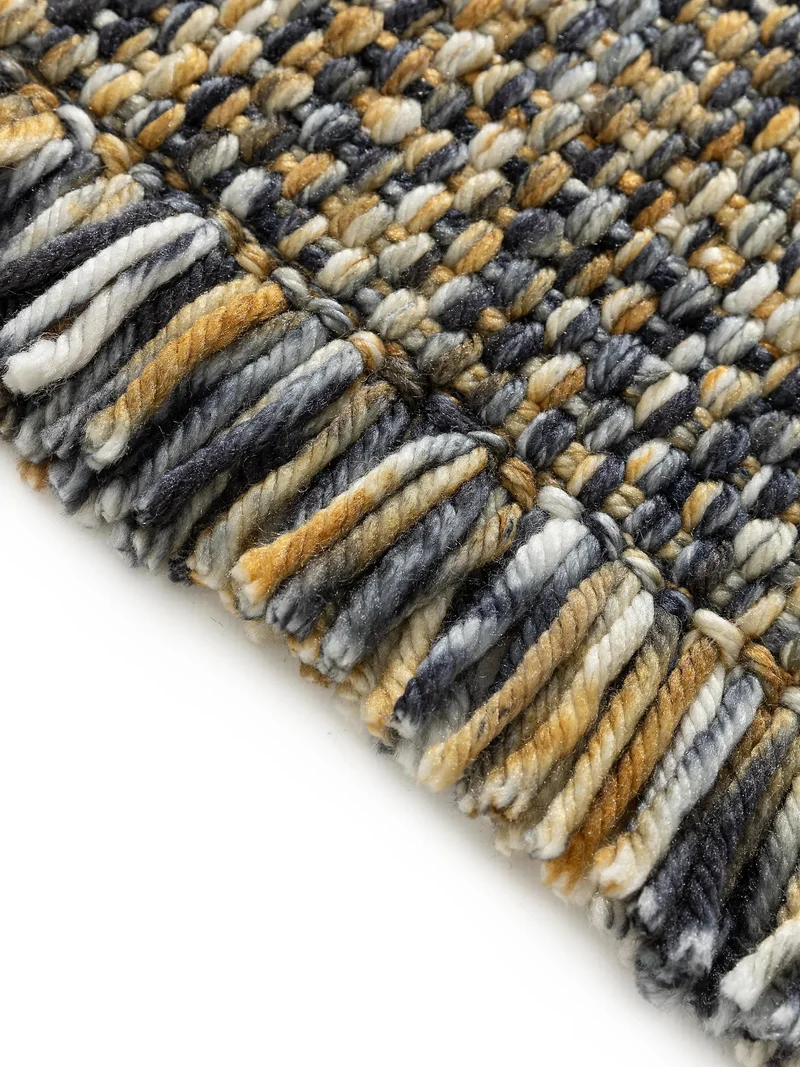 Tapis contemporain chiné à franges jaune et noir 200x300 cm