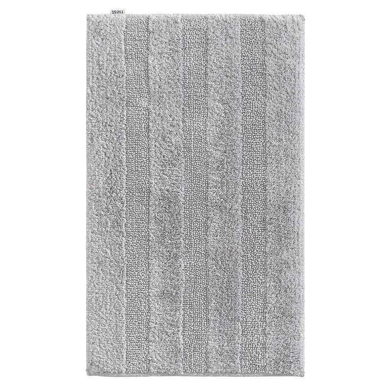 Tapis moderne motif rayé de bain gris clair en coton 50x80 cm