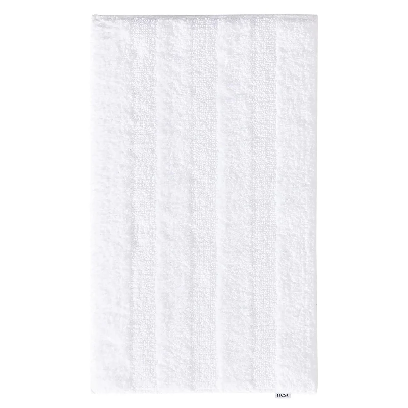 Tapis moderne motif rayé de bain blanc en coton 50x80 cm
