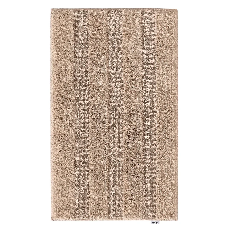 Tapis moderne motif rayé de bain beige en coton 50x80 cm