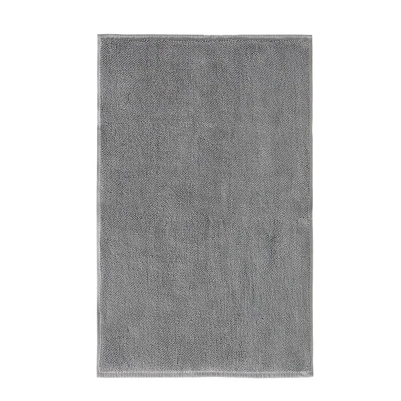 Tapis moderne uni de bain gris en coton 70x120 cm