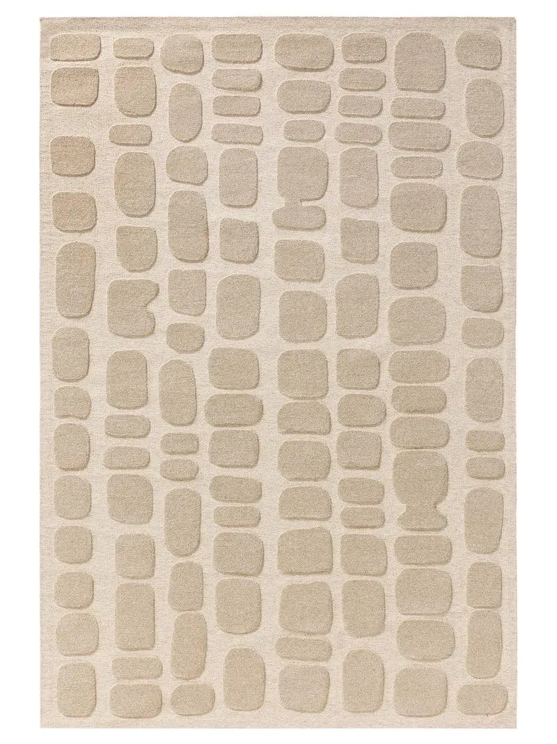Tapis moderne motif pierre beige en laine 160x230 cm