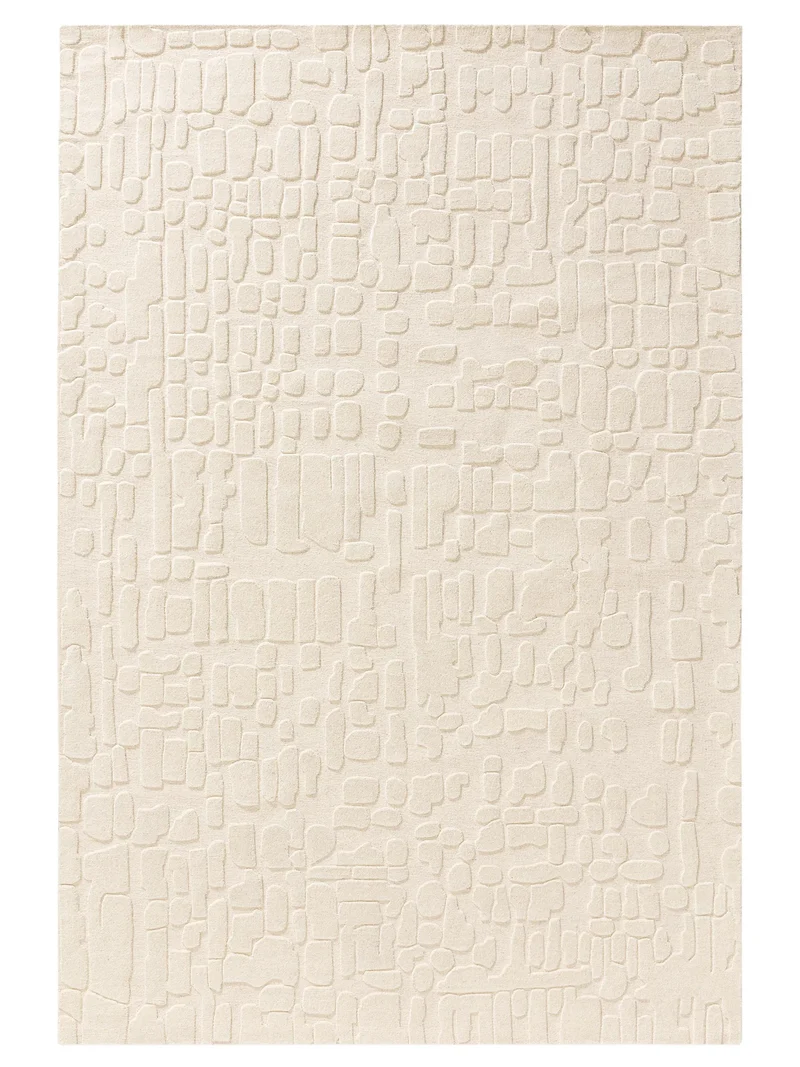 Tapis moderne motif pierre crème en laine 120x170 cm