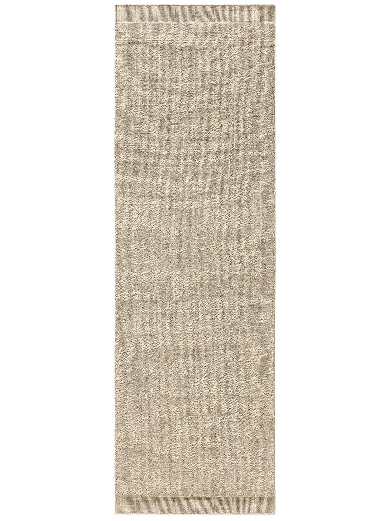 Tapis moderne style scandinave descente de lit gris beige en laine 80x250 cm