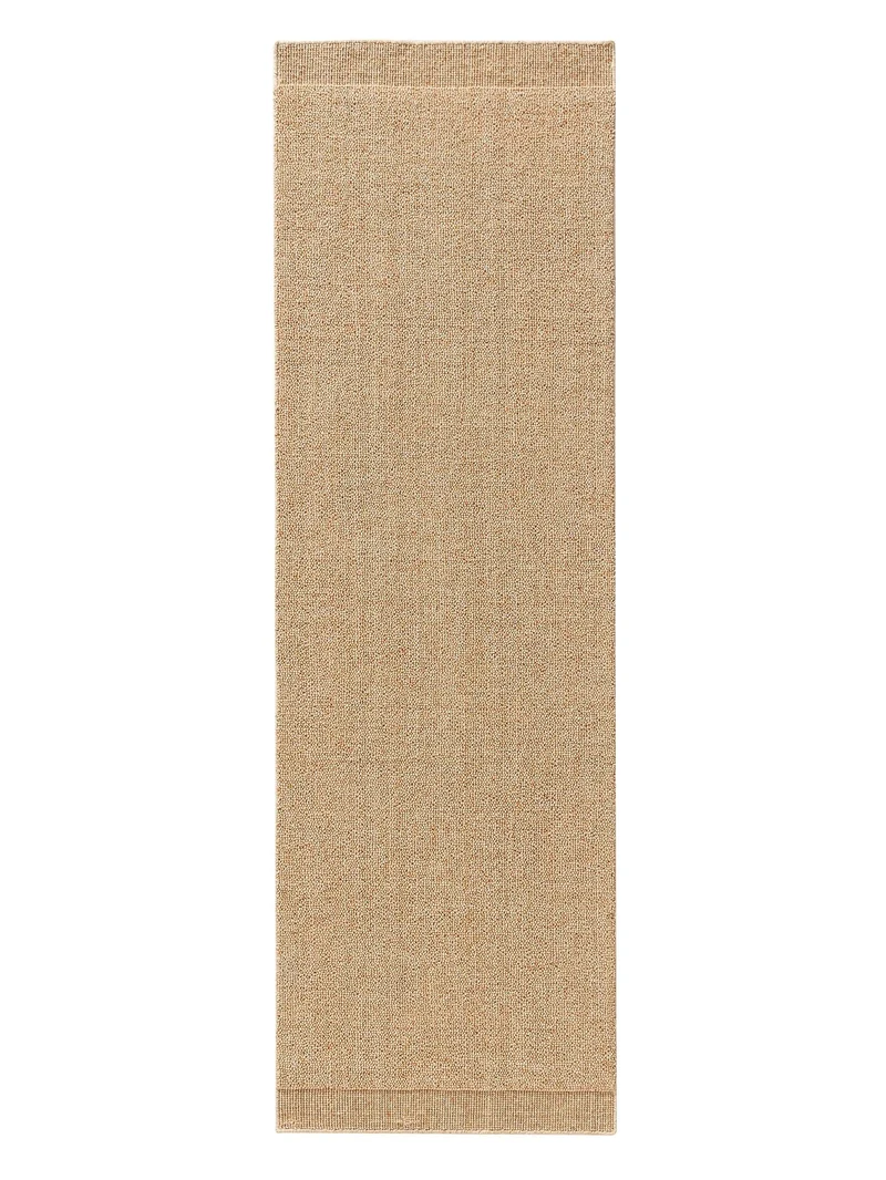 Tapis moderne style scandinave descente de lit beige orangé en laine 80x250 cm