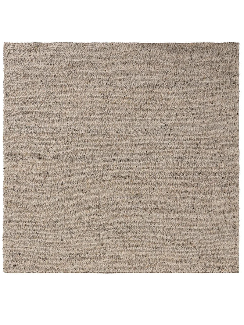 Tapis scandinave perlé carré marron clair en laine 200x200 cm