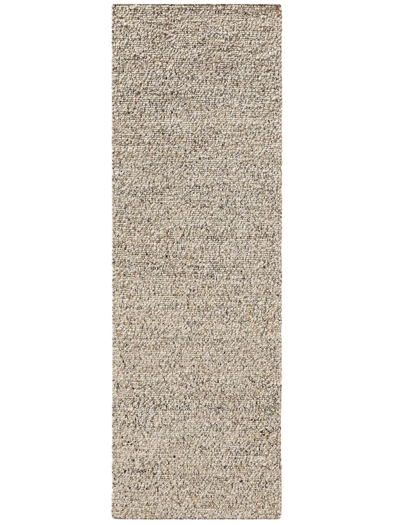 Tapis scandinave perlé descente de lit marron clair en laine 80x250 cm