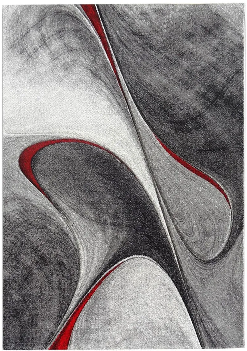 Tapis Moderne Graphique Rouge MADILA