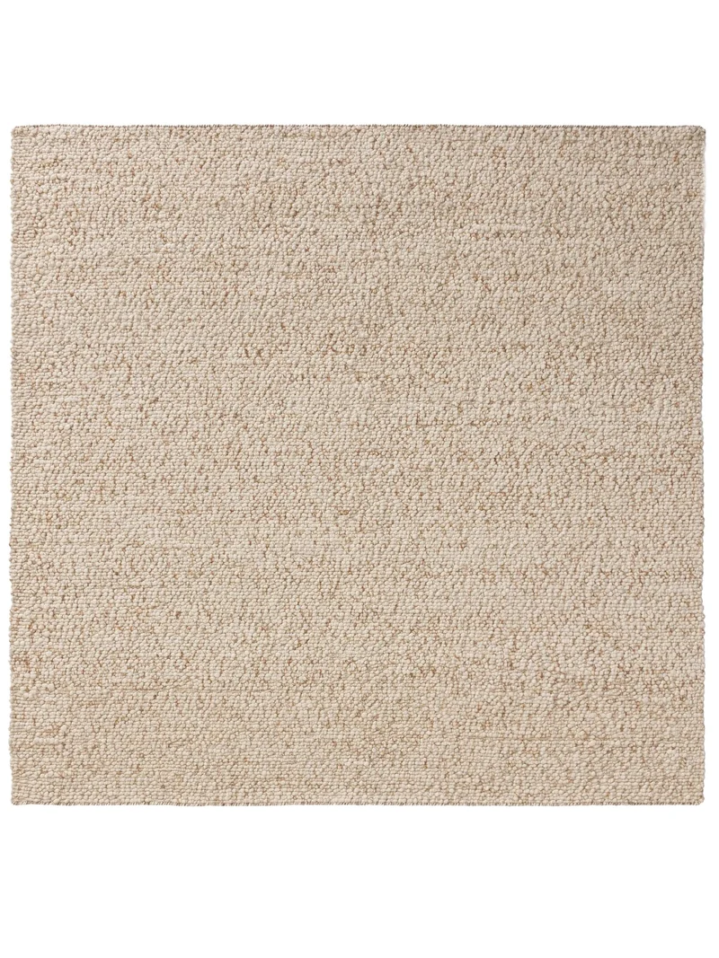 Tapis scandinave perlé carré beige en laine 200x200 cm