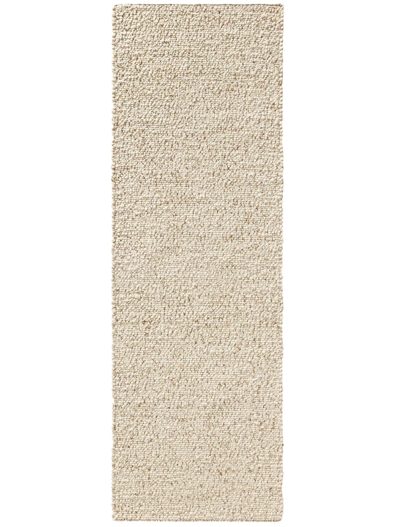 Tapis scandinave perlé descente de lit beige en laine 80x250 cm