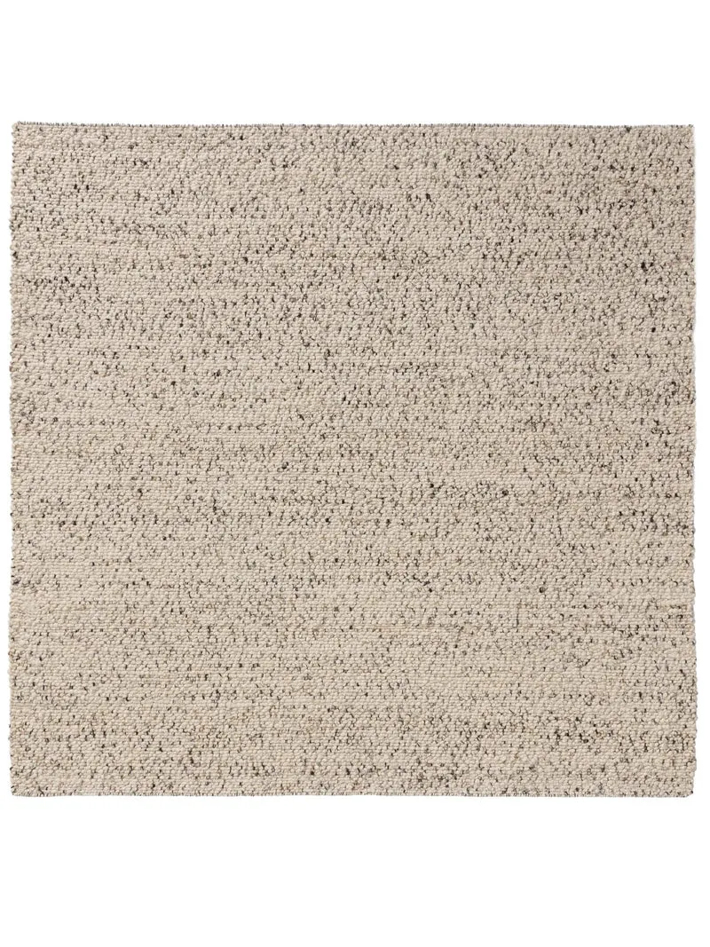 Tapis scandinave perlé carré beige chiné en laine 200x200 cm
