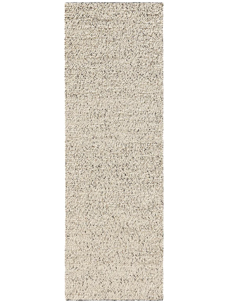 Tapis scandinave perlé descente de lit beige chiné en laine 80x250 cm