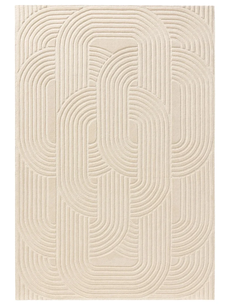 Tapis scandinave relief crème en laine 160x230 cm