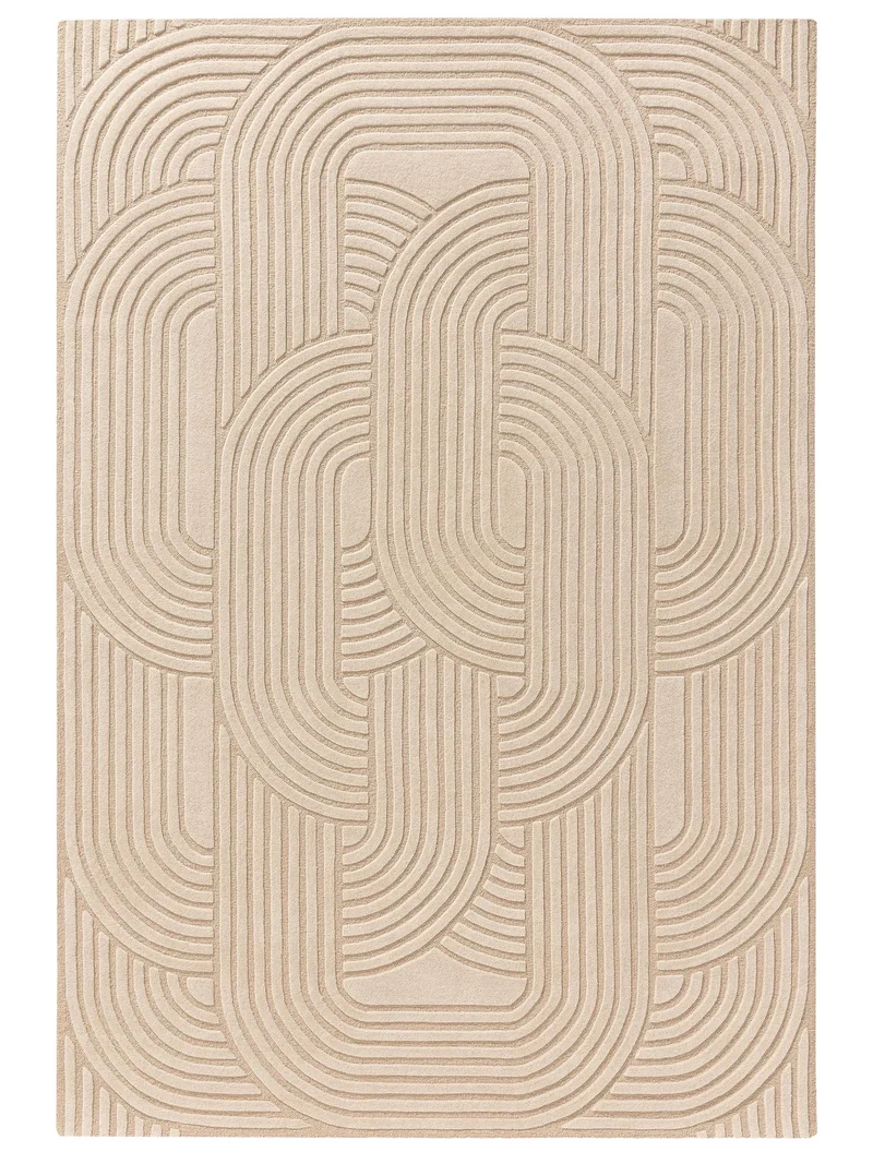 Tapis scandinave relief beige en laine 200x300 cm