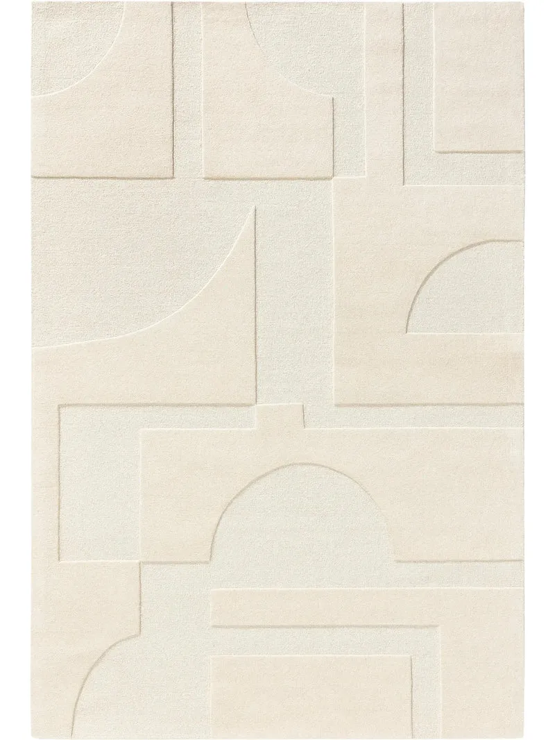 Tapis contemporain moderne crème en laine 120x170 cm