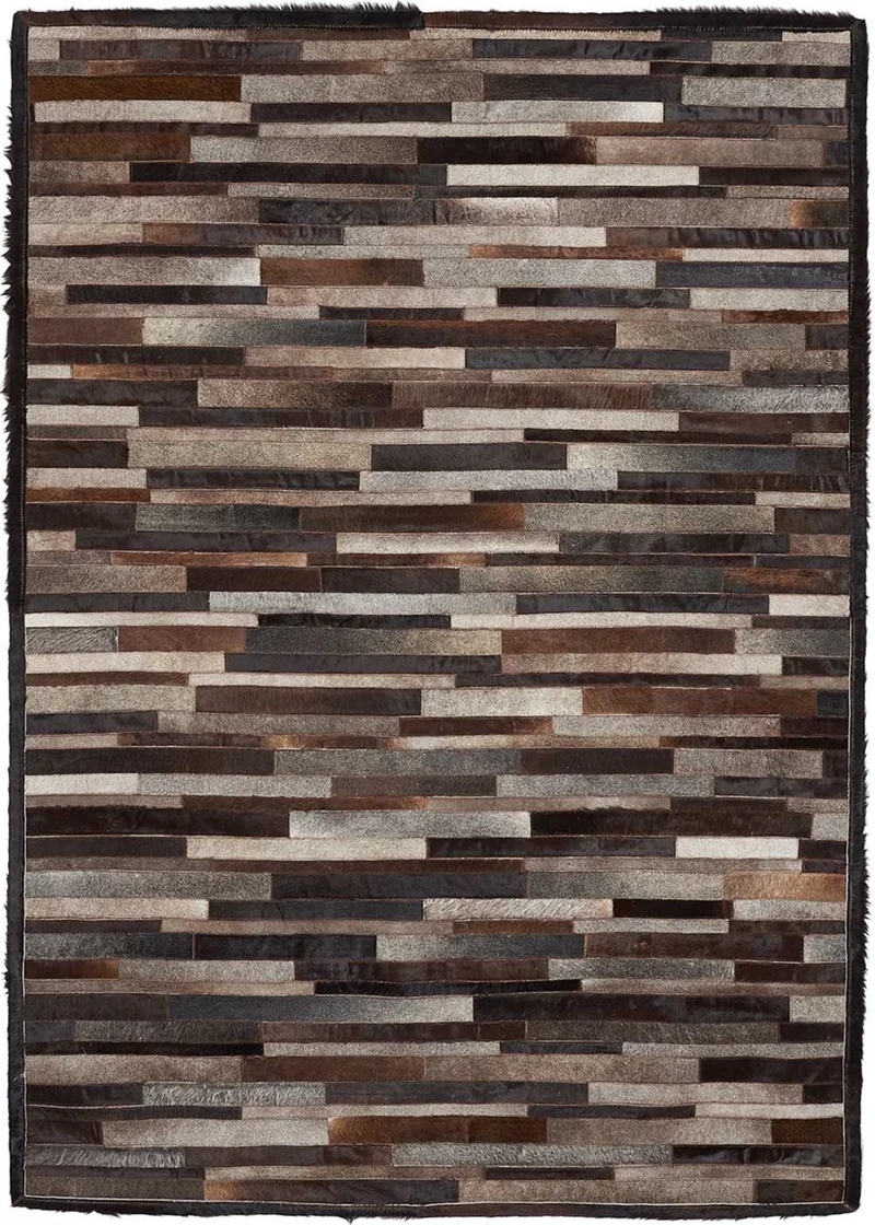 Tapis Noir Graphique en Cuir kilim NATAL
