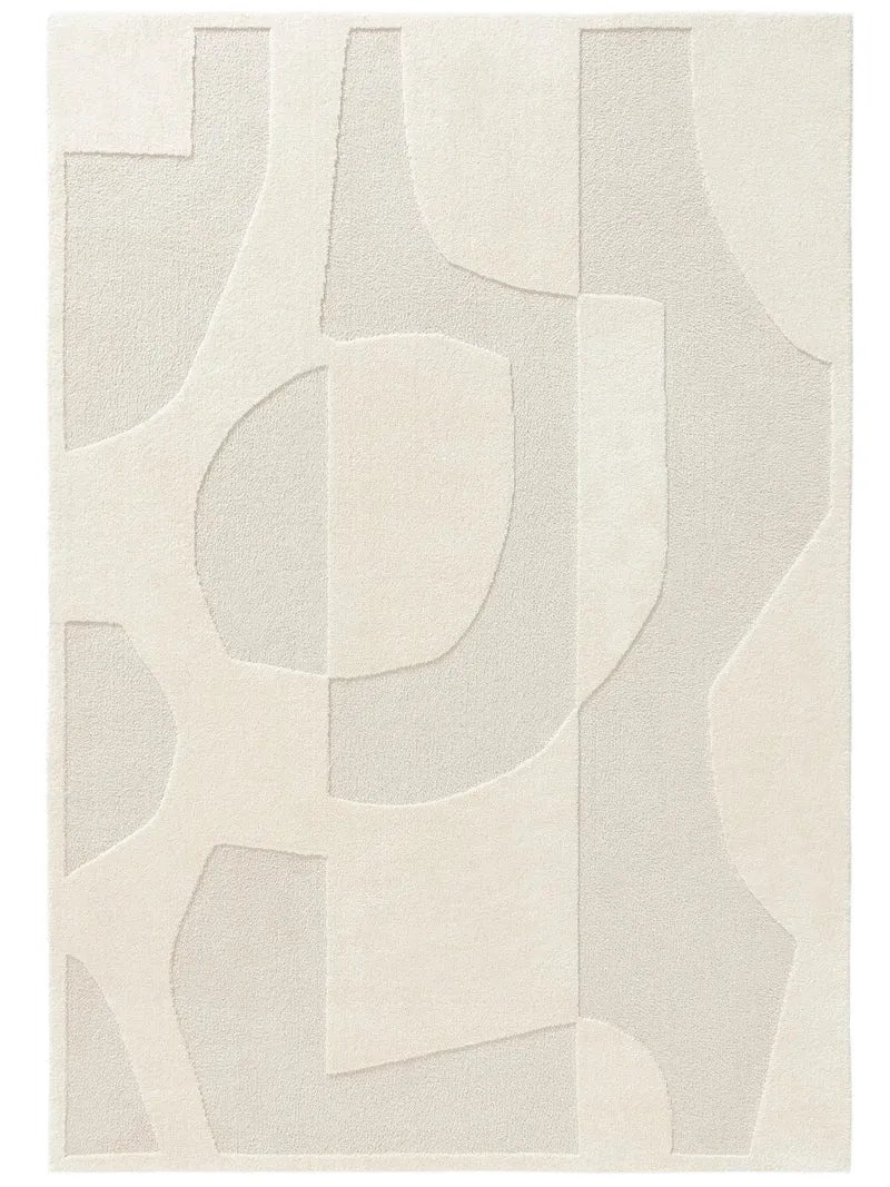 Tapis contemporain motif abstrait crème et beige 240x340 cm