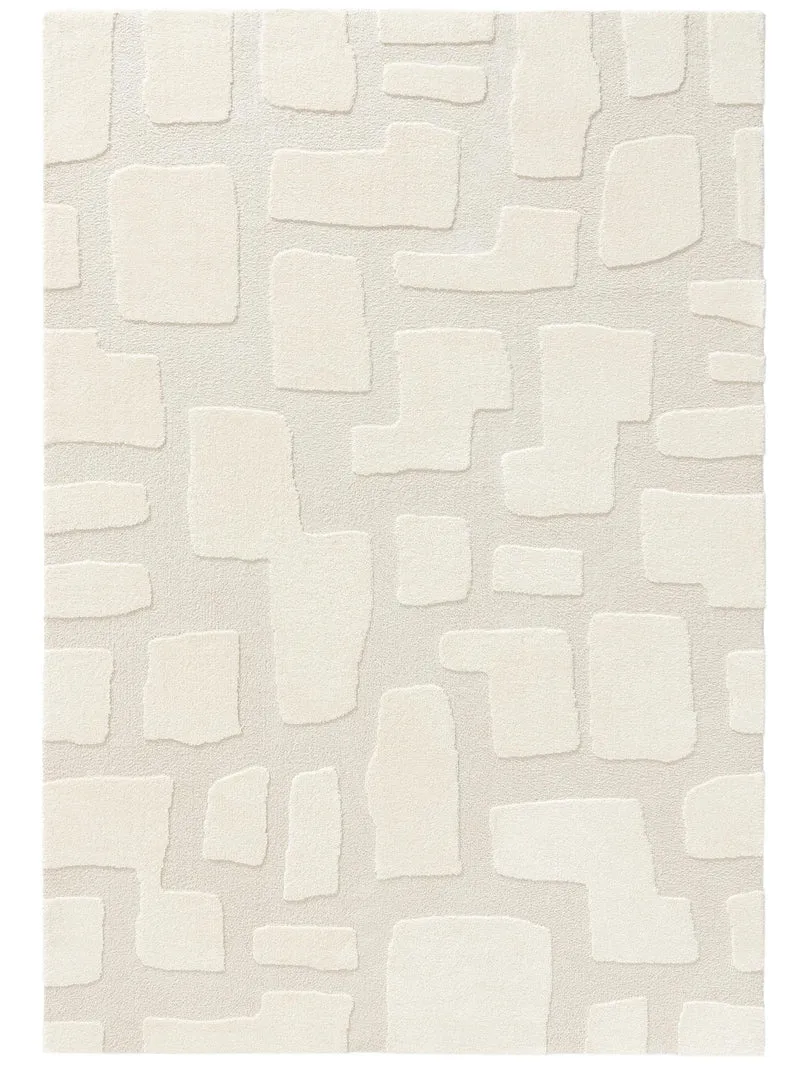Tapis contemporain motif pierre crème et beige 140x200 cm