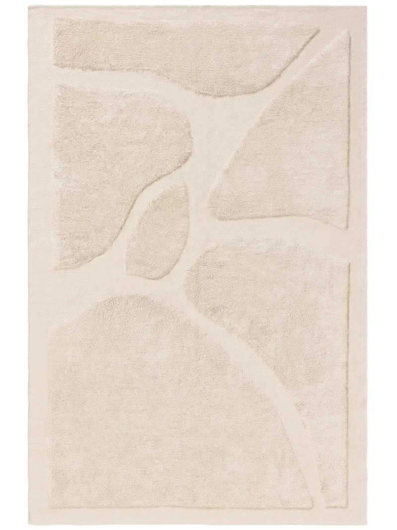 Tapis contemporain motif abstrait texturé beige en coton 120x170 cm