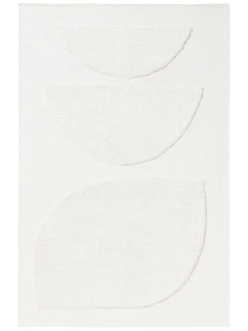 Tapis contemporain motif abstrait texturé blanc en coton 120x170 cm