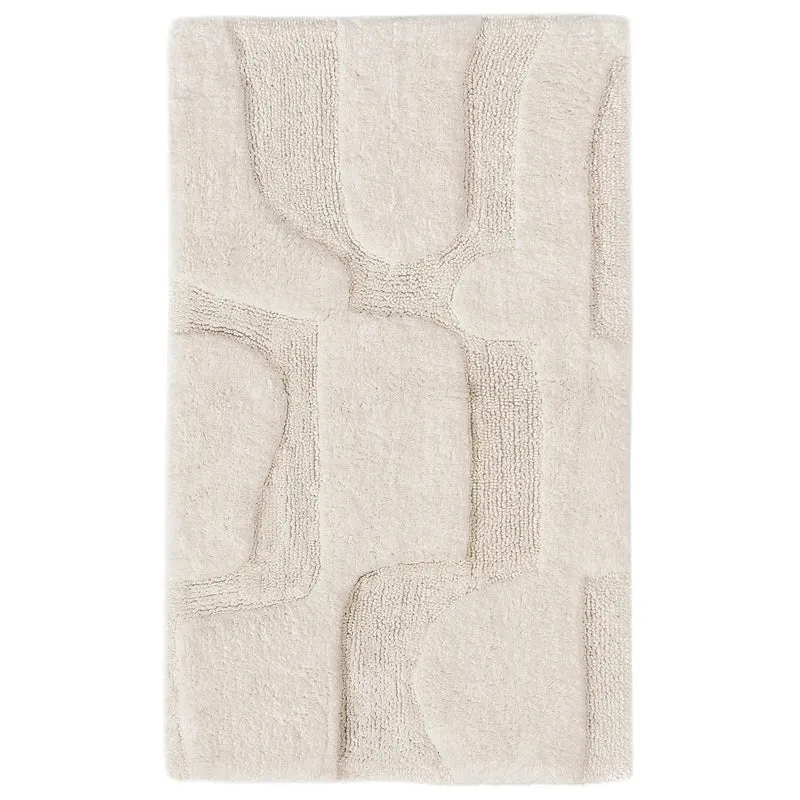 Tapis moderne de bain blanc en coton 60x100 cm