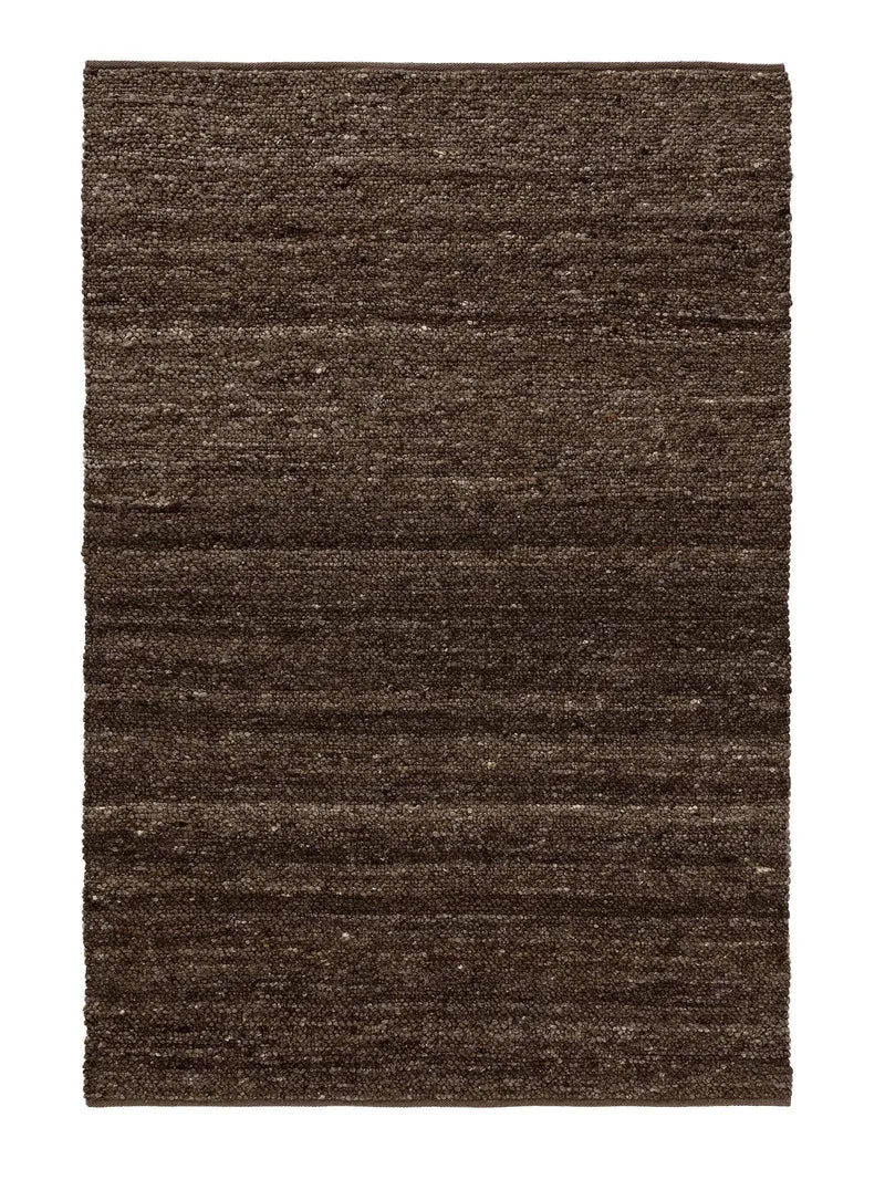 Tapis scandinave tressé marron en laine 100x150 cm