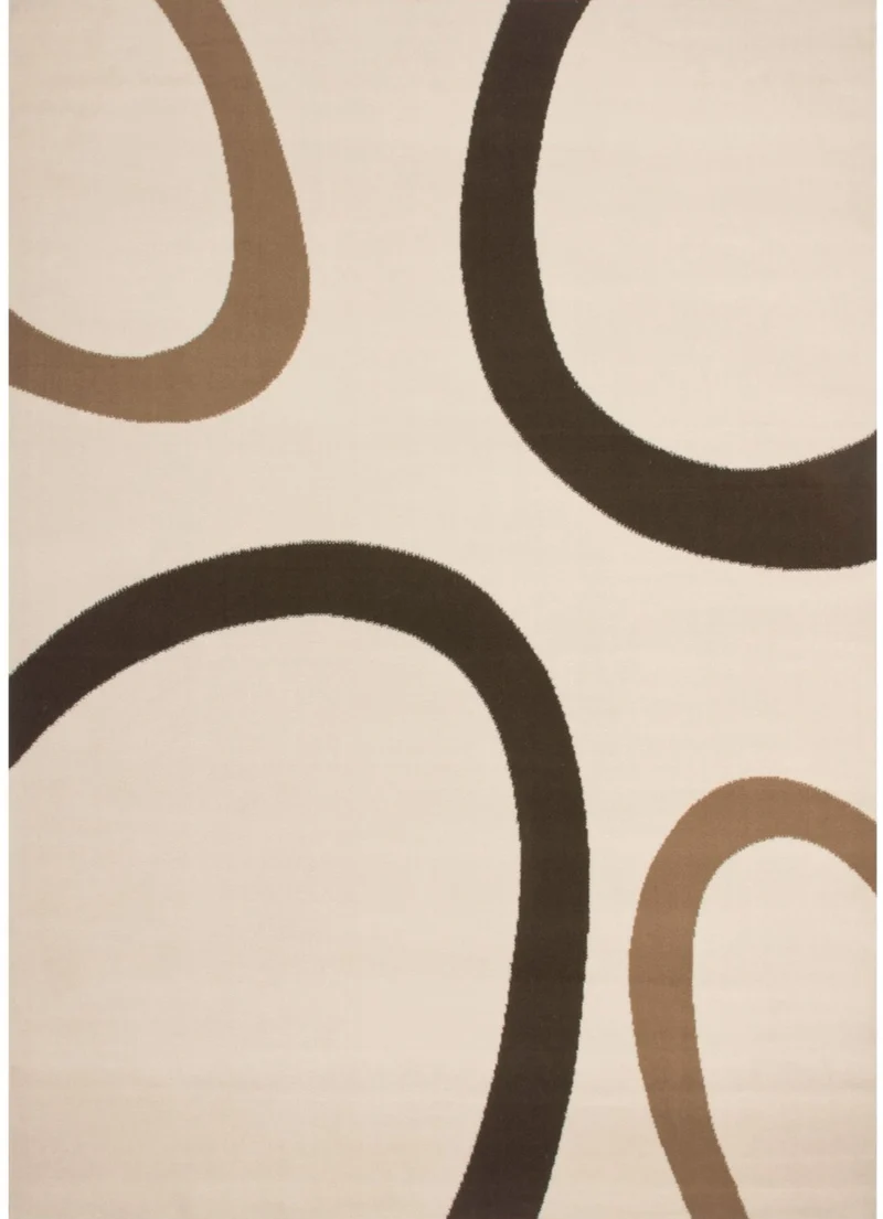 Tapis Beige de Salon poils ras graphique TEMPO