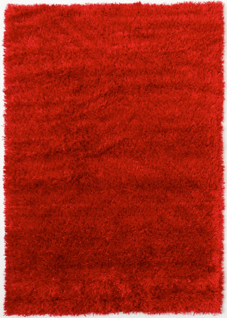 Tapis Shaggy Uni Rouge poils longs MALAIDORY