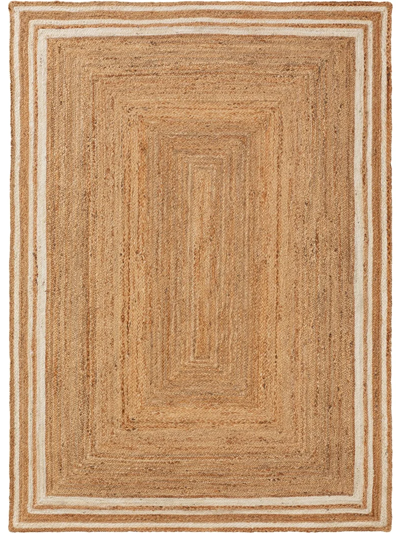 Tapis moderne marron clair et blanc en jute 120x170 cm