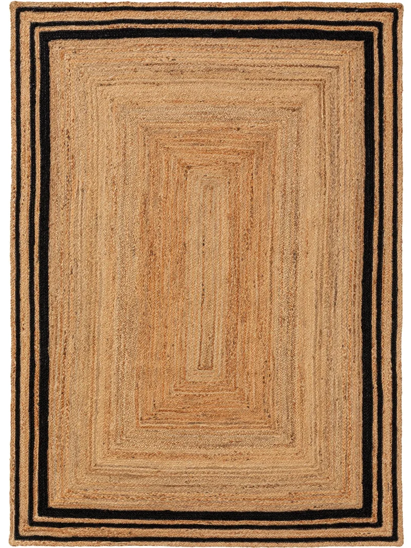 Tapis moderne marron clair et noir en jute 200x300 cm