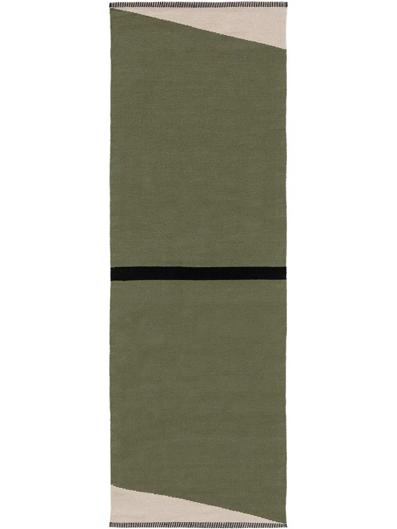 Tapis moderne contemporain de couloir vert en coton 70x200 cm