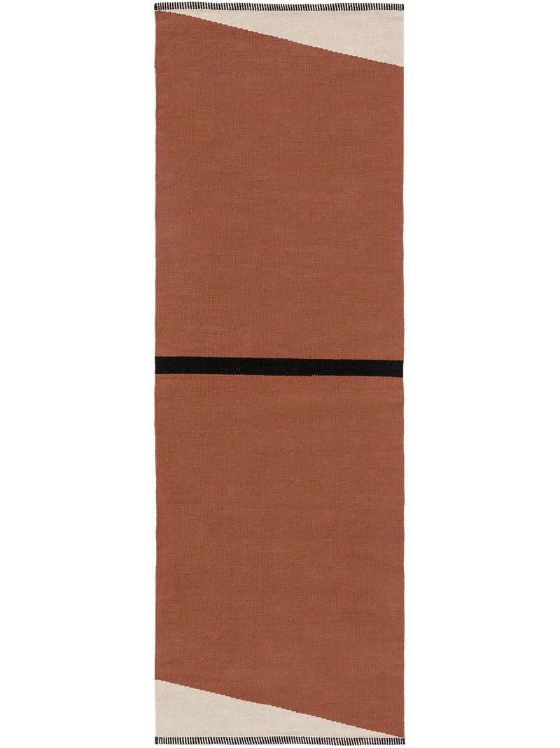 Tapis moderne contemporain de couloir terracotta en coton 70x200 cm