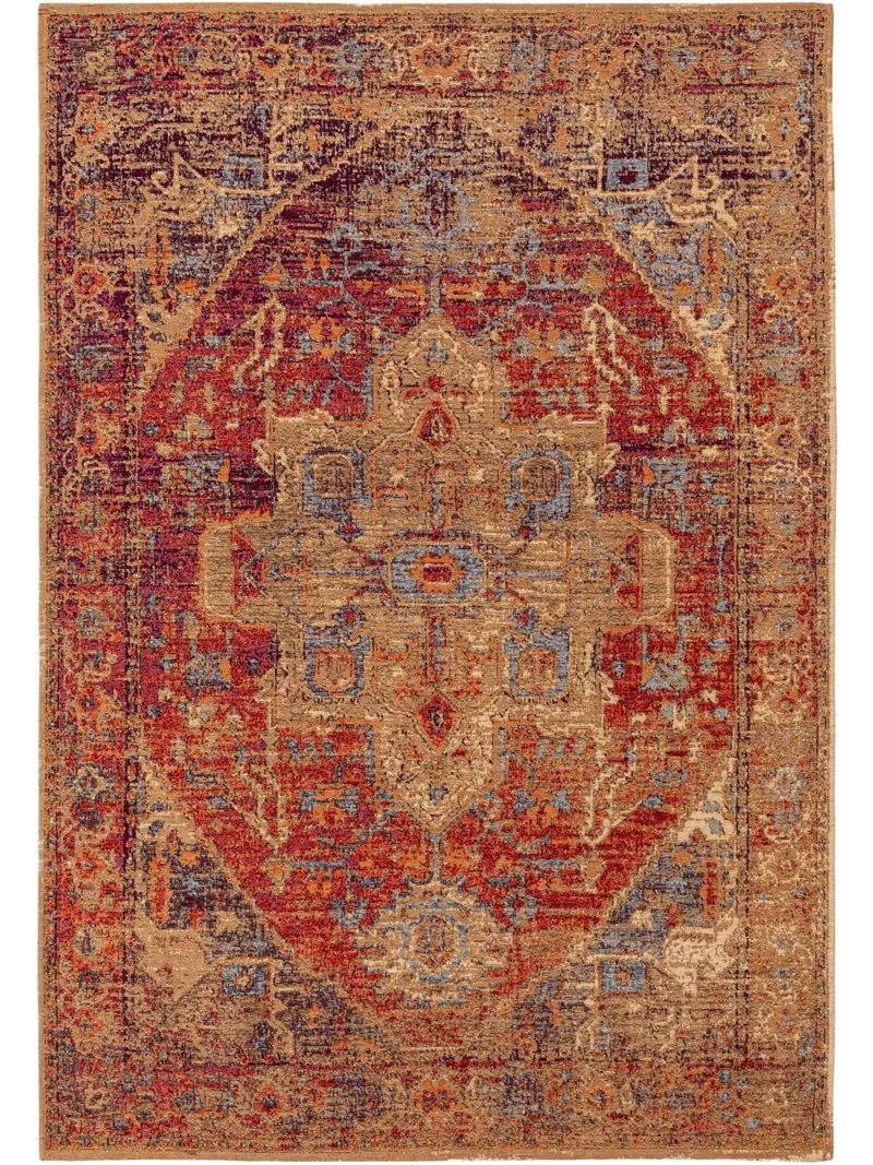 Tapis oriental orange et rouge 75x165 cm