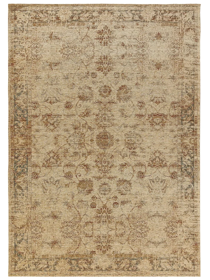 Tapis vintage motif floral teintes de beige 200x285 cm