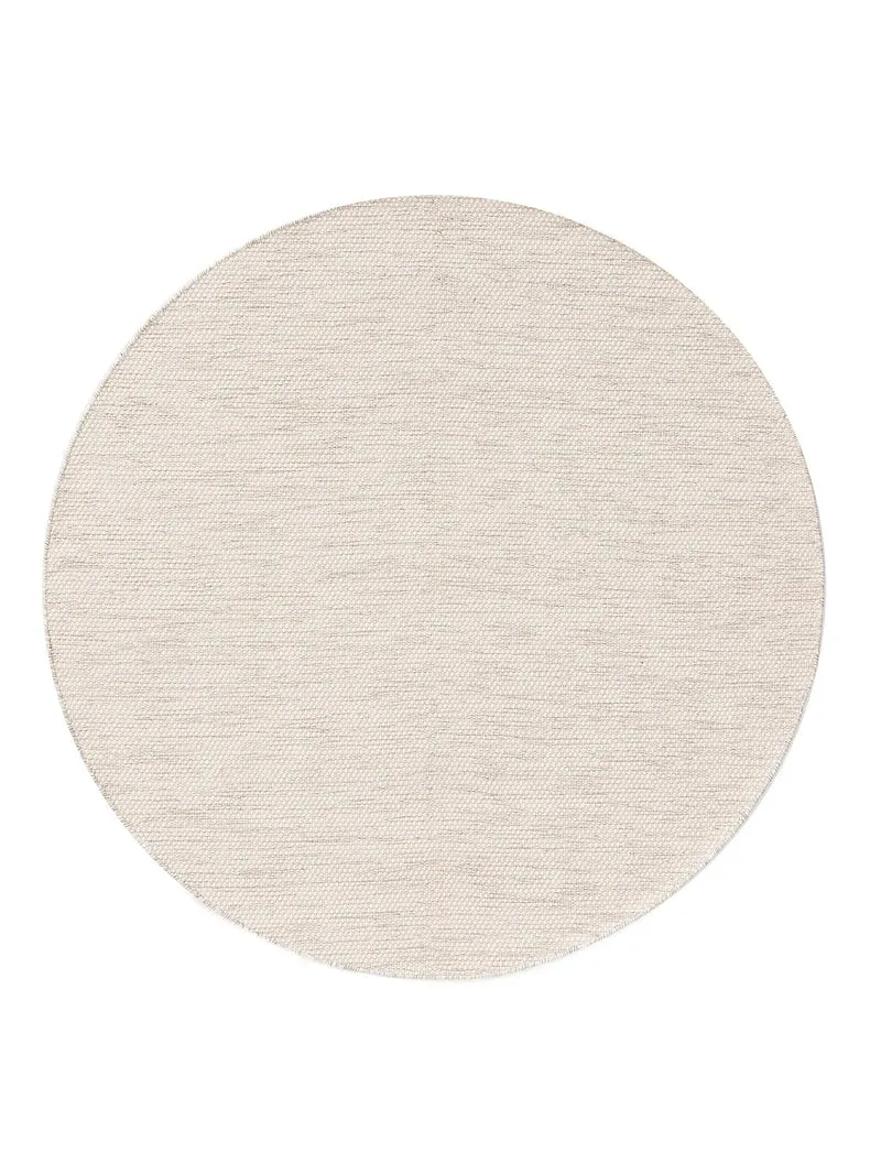 Tapis scandinave tressé en cercle rond crème en coton 160 cm de diamètre