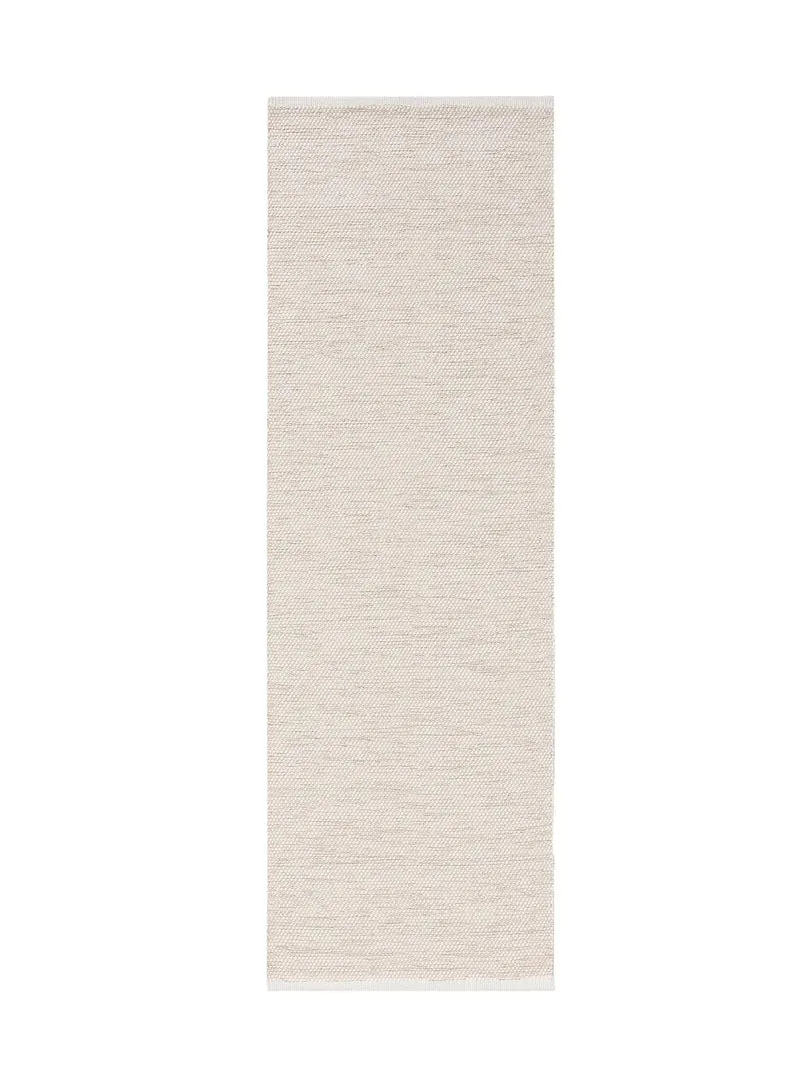 Tapis scandinave tressé en cercle de couloir crème en coton 80x250 cm