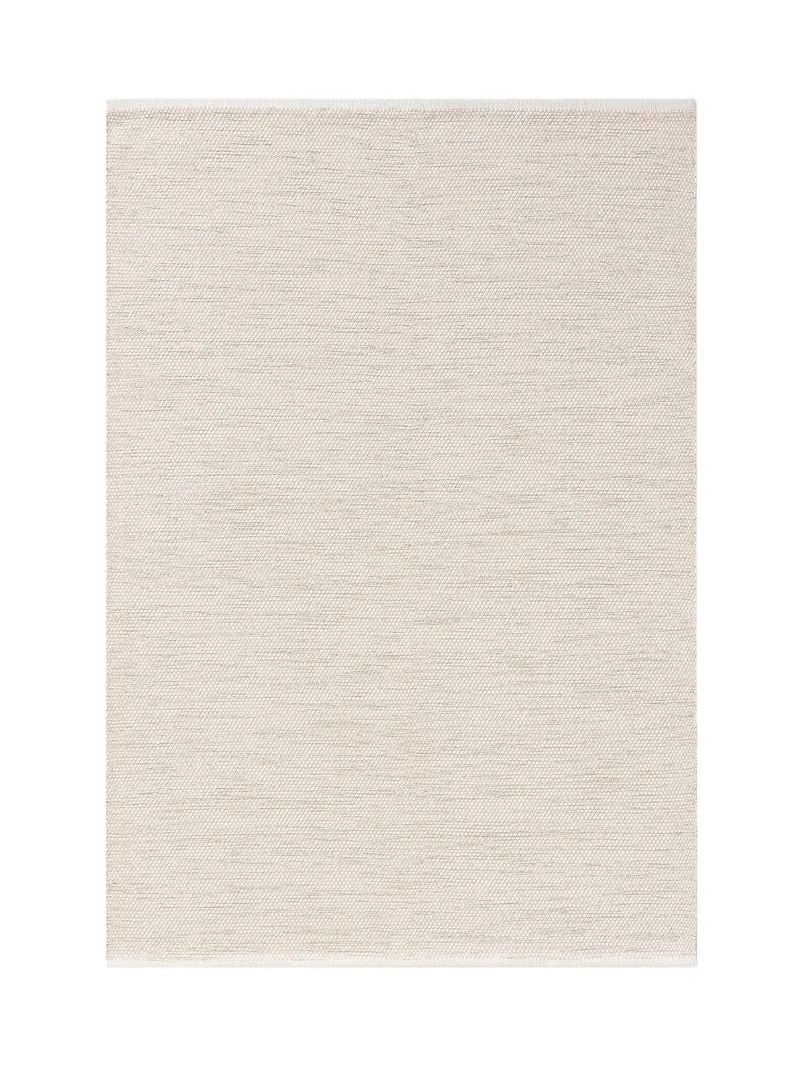 Tapis scandinave tressé en cercle crème en coton 200x290 cm