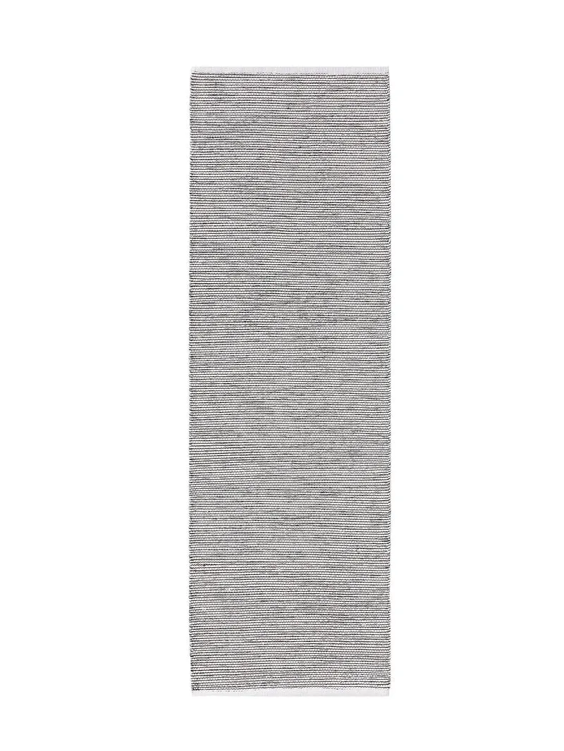Tapis scandinave tressé en cercle de couloir noir et blanc en coton 80x300 cm