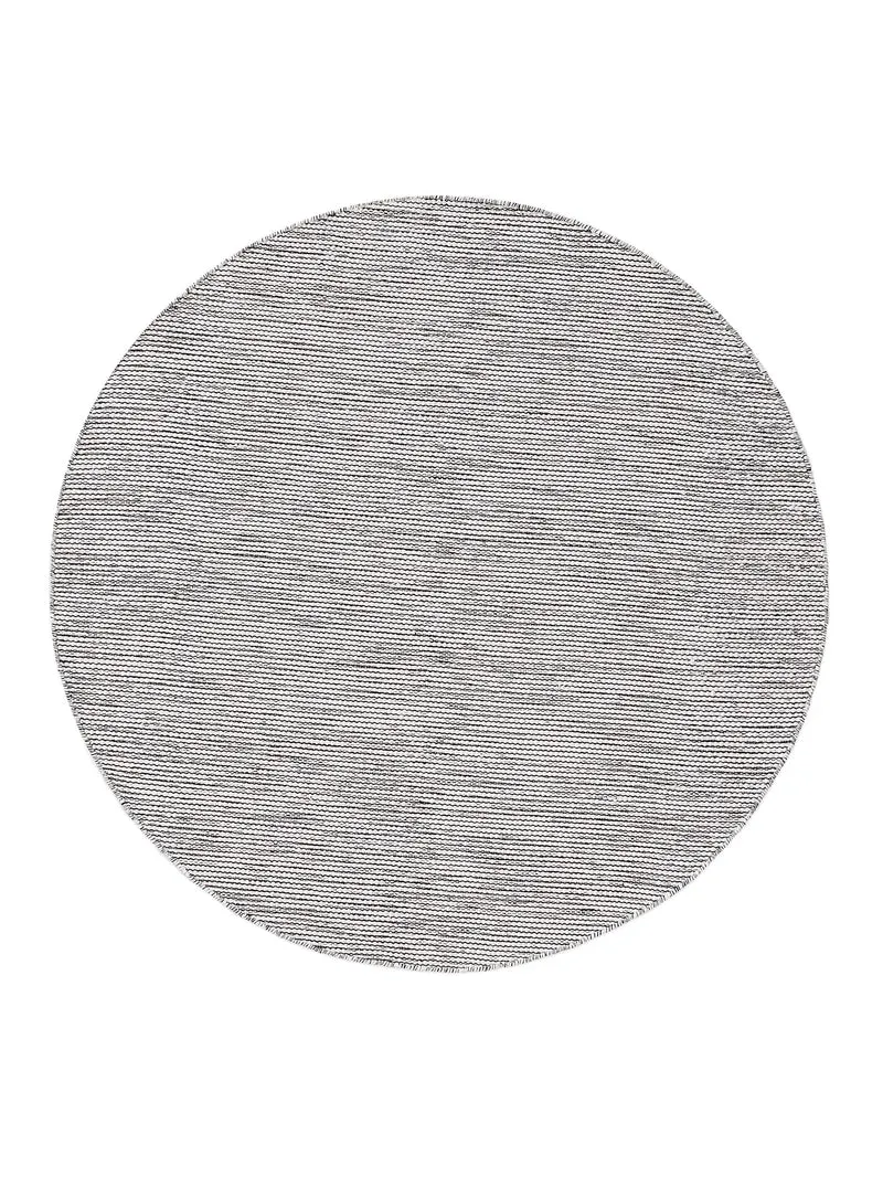 Tapis scandinave tressé en cercle rond noir et blanc en coton 240 cm de diamètre