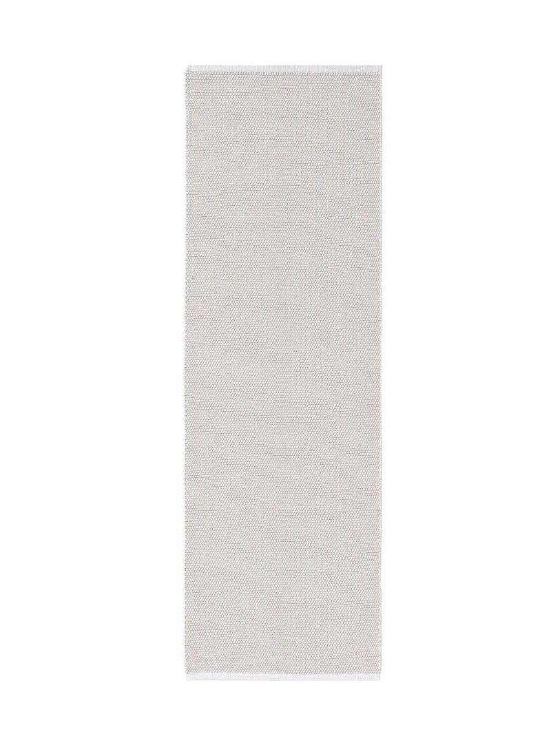 Tapis scandinave tressé en cercle de couloir blanc en coton 80x250 cm