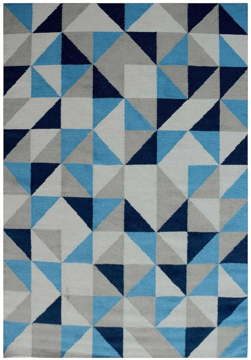 Tapis en Laine Bleu Graphique tissé main SCANDIVIAN