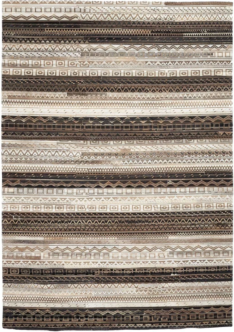 Tapis en Cuir Beige kilim Ethnique ZAIRA