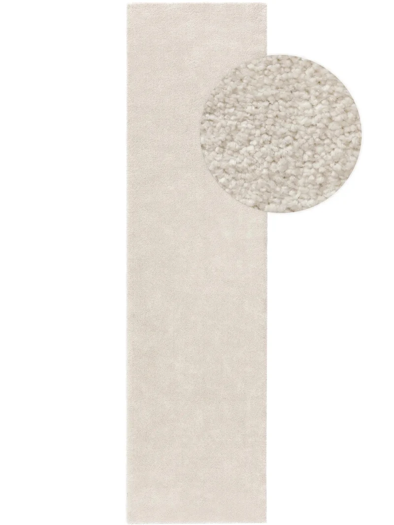 Tapis moderne uni de couloir crème 80x300 cm