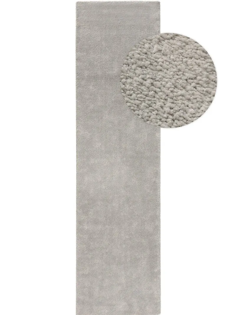 Tapis moderne uni de couloir gris clair 80x300 cm